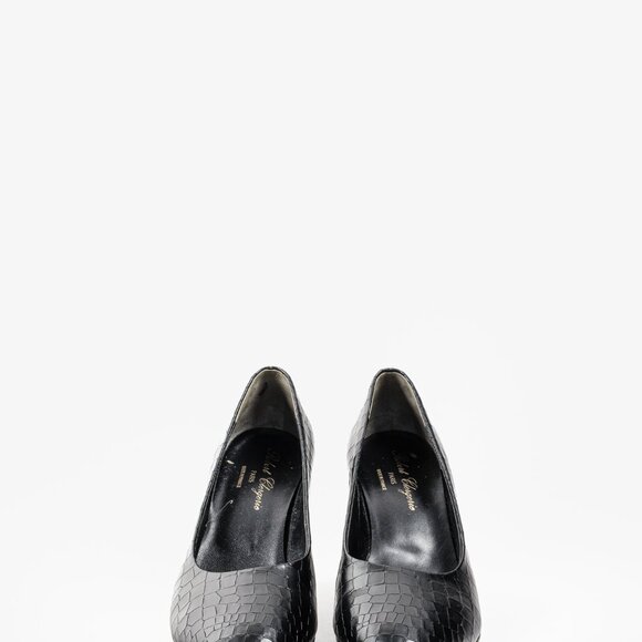 Robert Clergerie Black Croc Embossed Heels - Picture 2 of 9